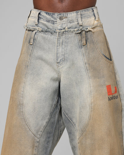 Loiter Layered Western Jeans Blue Wash