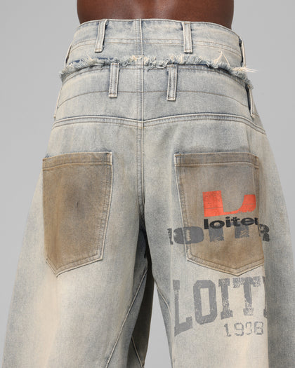 Loiter Layered Western Jeans Blue Wash