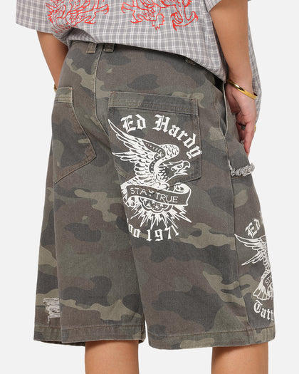 Ed Hardy Distress Camo Carpenter Jorts Camo