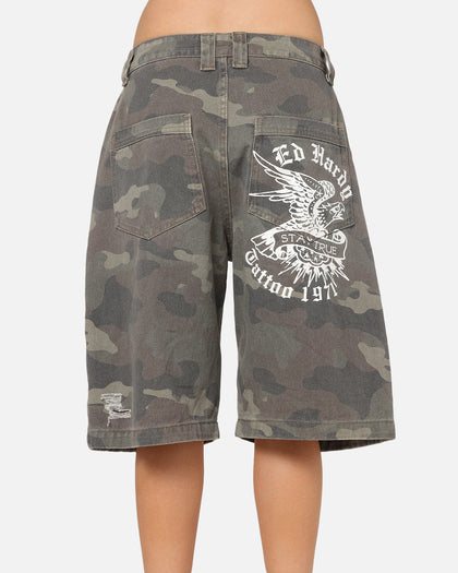Ed Hardy Distress Camo Carpenter Jorts Camo