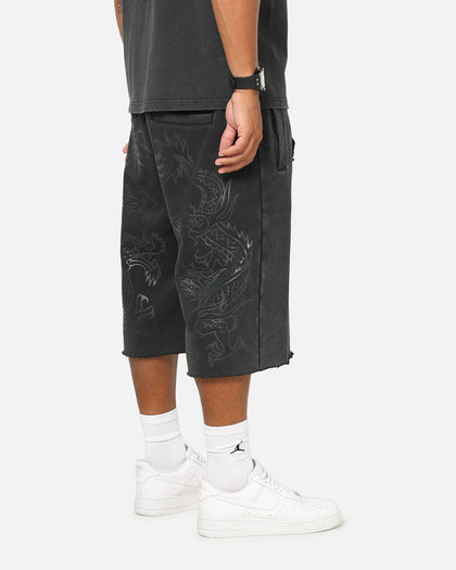 Ed Hardy Double Dragon Applique Shorts Black