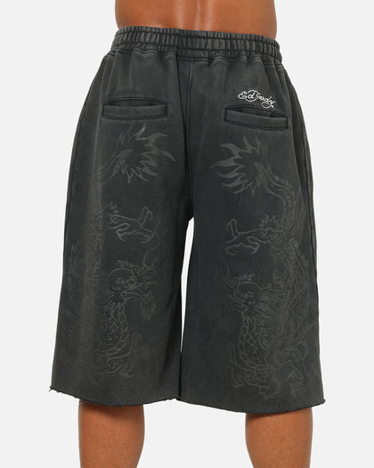 Ed Hardy Double Dragon Applique Shorts Black