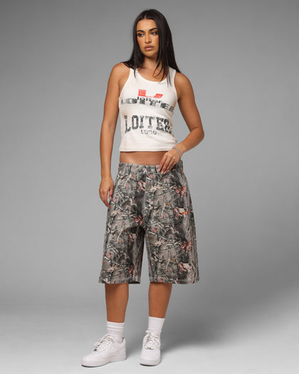 Loiter Biker Jorts Real Tree Camo