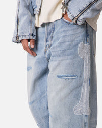 MNML Skeleton Baggy Denim Jeans Washed Blue
