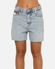 Tommy Jeans Women's Mom Fit Denim Shorts Mid Denim