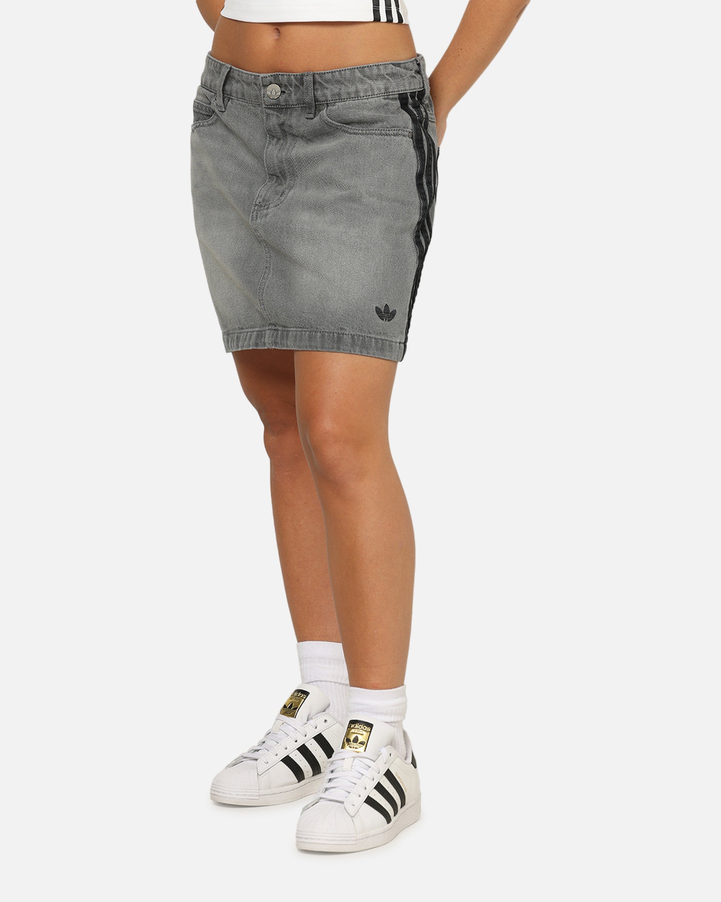Adidas Women's Denim Mini Skirt Washed Grey | Culture Kings