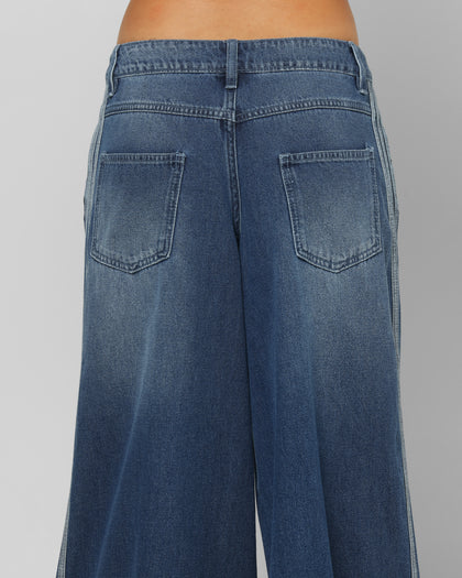 Adidas Women's Denim Wide Pants Indigo Denim