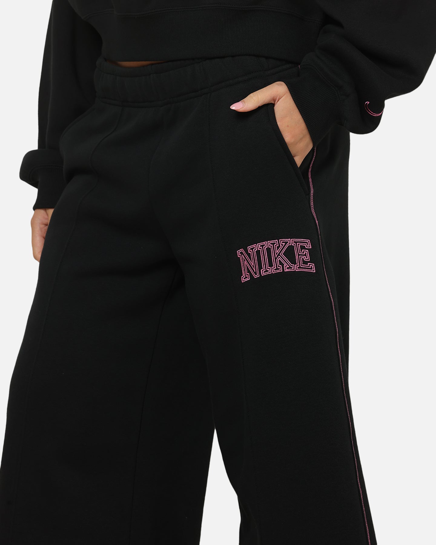 womens black nike swoosh joggers