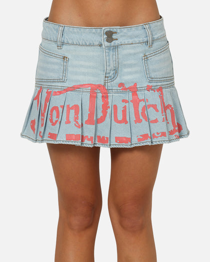 Von Dutch Women's Denim Mini Skirt Washed Light Blue
