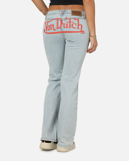 Von Dutch Women's Flare Denim Jeans Light Blue Denim