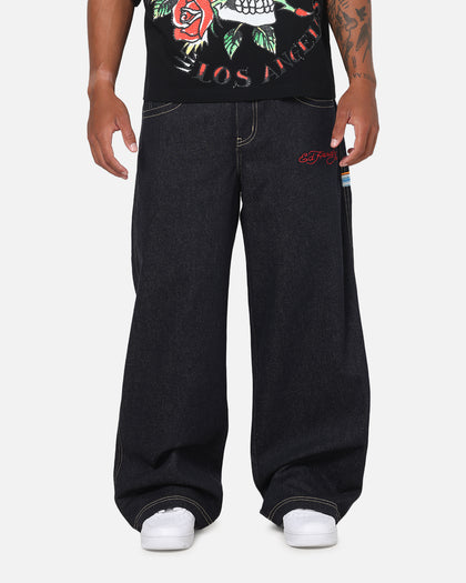 Ed Hardy Dragon Ultra Wide Leg Jeans Indigo Denim