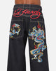 Ed Hardy Dragon Ultra Wide Leg Jeans Indigo Denim