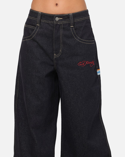 Ed Hardy Dragon Ultra Wide Leg Jeans Indigo Denim
