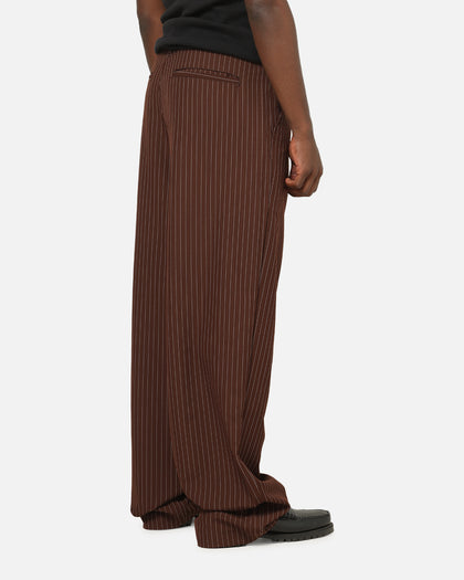 Carre Heritage Pleated Pants Brown Pinstripe