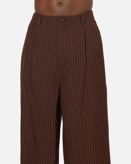 Carre Heritage Pleated Pants Brown Pinstripe