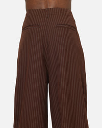 Carre Heritage Pleated Pants Brown Pinstripe