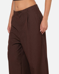 Carre Heritage Pleated Pants Brown Pinstripe