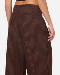 Carre Heritage Pleated Pants Brown Pinstripe