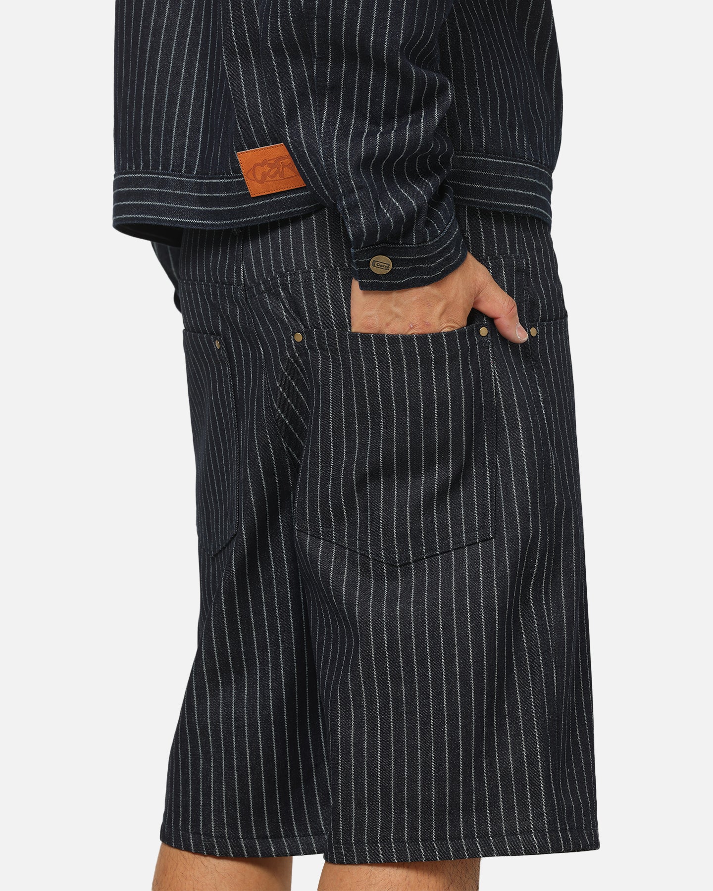 Carre Solace Baggy Jorts Navy Pinstripe | Culture Kings