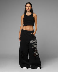 Loiter Destruct Sweat Pants Washed Black