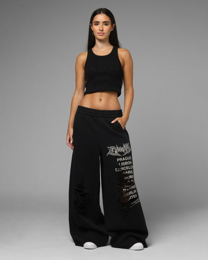 Loiter Destruct Sweat Pants Washed Black