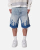 MNML Baggy Flame Denim Shorts Blue