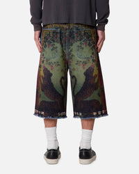 MNML Ultra Baggy Leopard Denim Shorts Multi
