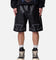 MNML Ultra Baggy Iron Cross Leather Shorts Black