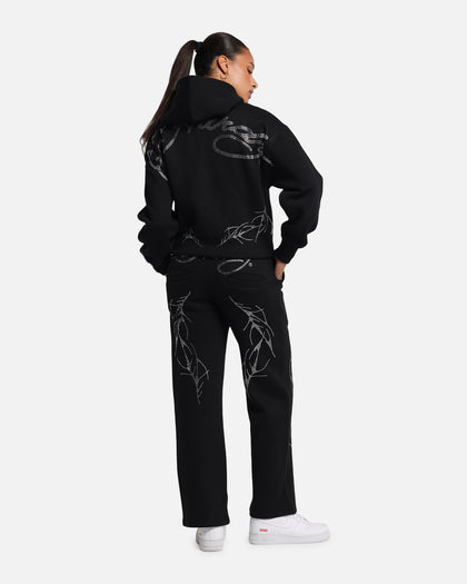 Ed Hardy Cyber Rhinestone Zip-Up Hoodie Black