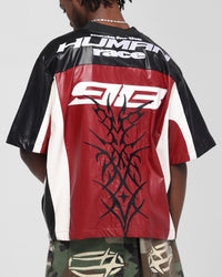 Loiter Vegan Leather Football Top Red/Black