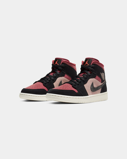 Jordan Women's Air Jordan 1 Mid "Burgundy Dusty Red" Particle Beige/Black/Canyon Rust/Sail