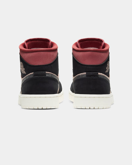 Jordan Women's Air Jordan 1 Mid "Burgundy Dusty Red" Particle Beige/Black/Canyon Rust/Sail