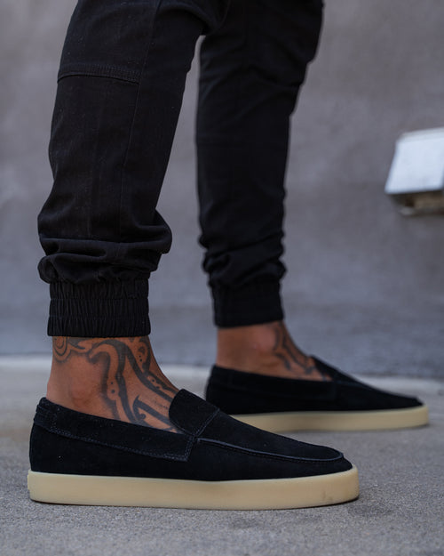 Saint Morta Hemisphere Suede Slip On Loafer Black/Gum