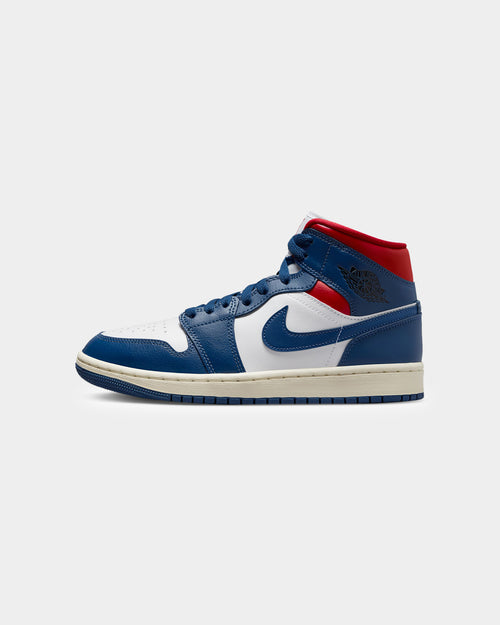 Jordan Women's Air Jordan 1 Mid "Blue/Red" White/French Blue