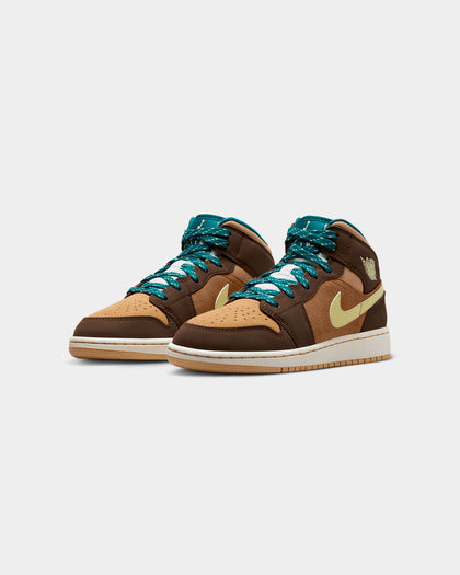 Jordan Kids' Air Jordan 1 Mid SE (GS) Cacao Wow/Lumin