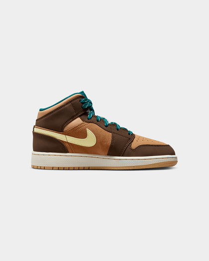 Jordan Kids' Air Jordan 1 Mid SE (GS) Cacao Wow/Lumin