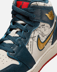 Jordan Kids' Air Jordan 1 Mid SE "Take Flight" (GS) Armoury Navy/Metallic Gold