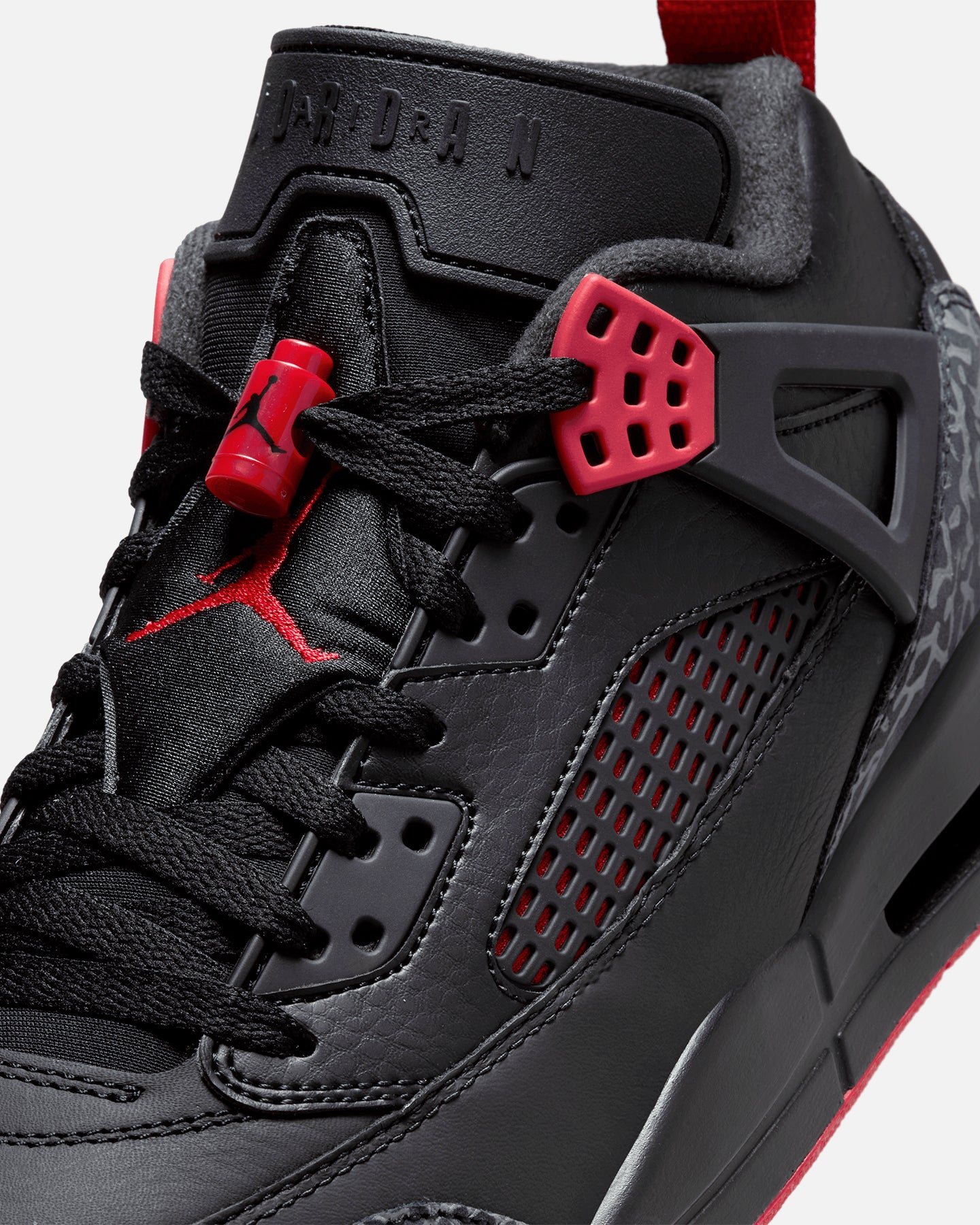 black and red jordan spizike