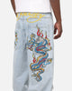 Ed Hardy Dragon Ultra Wide Leg Jeans Light Wash Blue