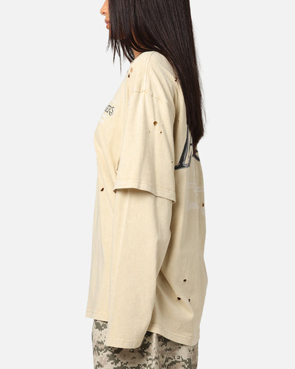 Mitchell & Ness Los Angeles Lakers Chromed Mock Long Sleeve T-Shirt Khaki