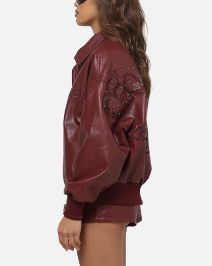 Ed Hardy Studded Bomber Jacket Red