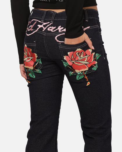Ed Hardy Women's Rose Bootcut Jeans Raw Indigo