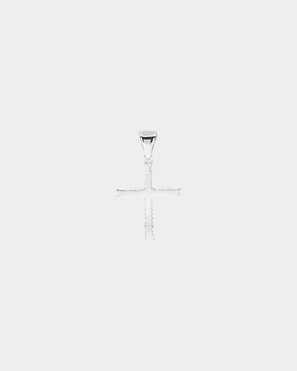 Saint Morta Iced Mini Cross Pendant Iced White Gold