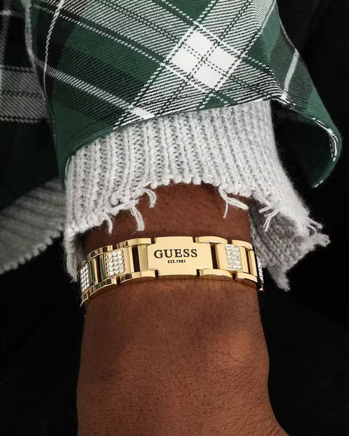 Guess Mainline 15mm Frontier Crystal Bracelet Gold