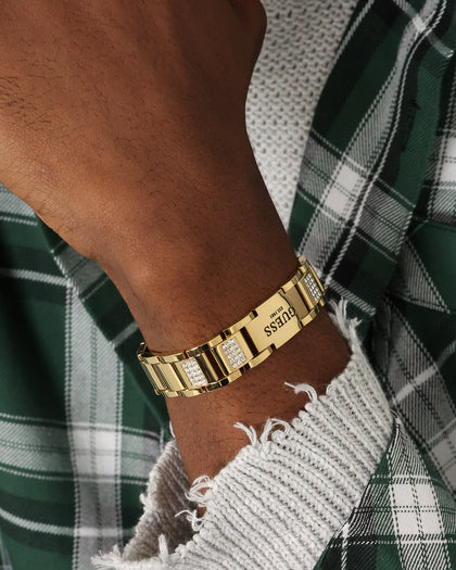 Guess Mainline 15mm Frontier Crystal Bracelet Gold