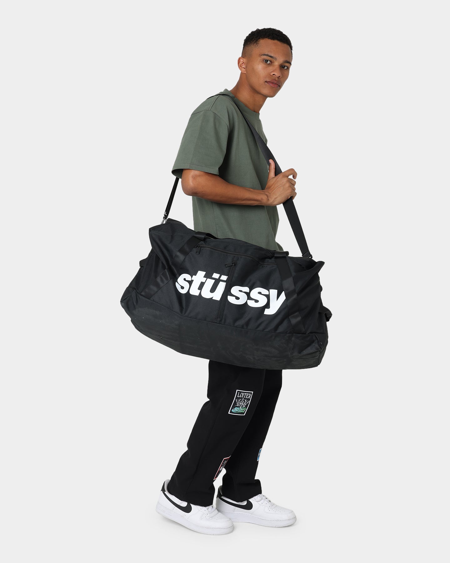 Stussy Italic Duffle Bag Black | Culture Kings