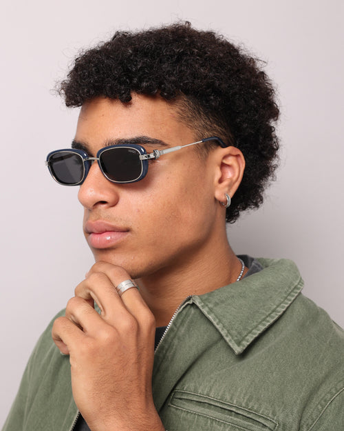 Nuqe Maverick Sunglasses Navy/Silver