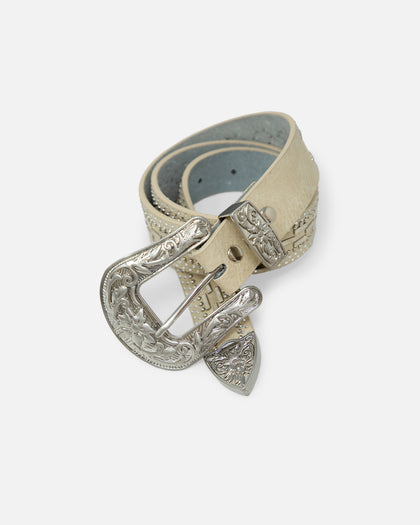 MNML Metal Studded Belt Cream