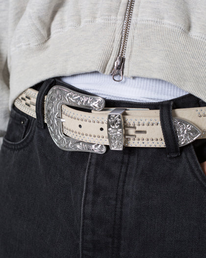 MNML Metal Studded Belt Cream