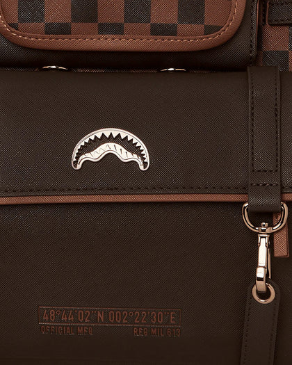 Sprayground Brown Checkered Special Ops Tote Bag Brown